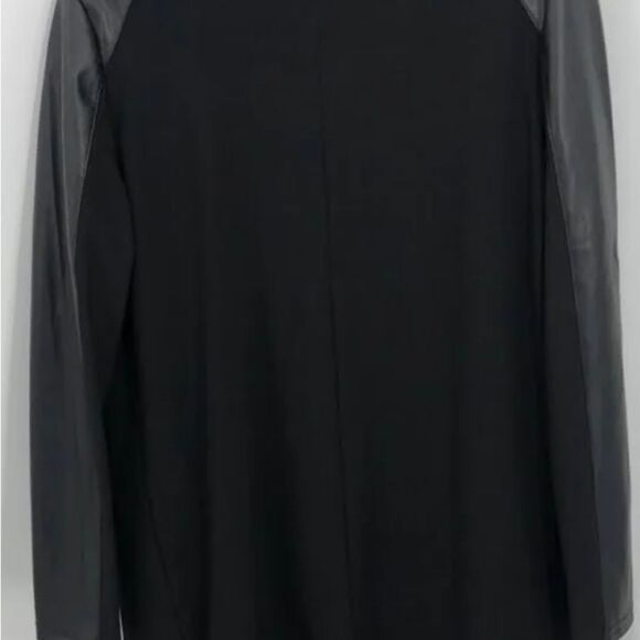 JOSEPH RIBCOFF BLACK CROSSOVER TUNIC WITH FAUX LEATHER TRIM - Picture 8 of 8